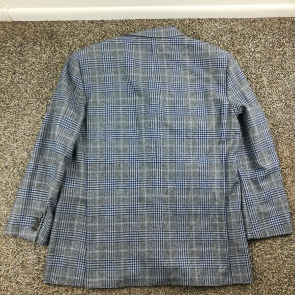 Sartoria Partenopea Sport Coat Wool Prince of Wales Check Blue Gray 44R - Picture 7 of 11